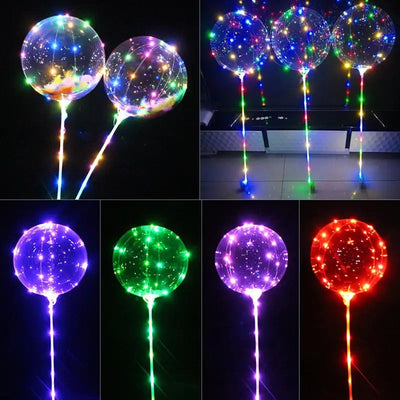 Luminous Led Bobo Balloon Helium Transparent Ballons Sticks Wedding Birthday Party Decorations Kids Clear LED Light Balloon