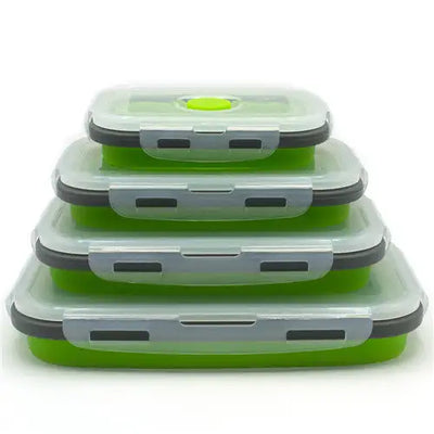 4pcs/set Silicone Rectangle Lunch Box Collapsible Bento Box Folding Food Container Bowl 300/500/800/1200ml for Dinnerware