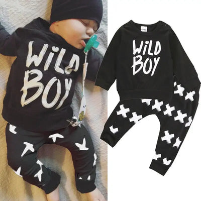Pudcoco Baby Boys Clothes Fall Long Sleeve Sweatshirt Fashion Clothes Pants Trousers Wild Boy Lettered Childrens Clothing