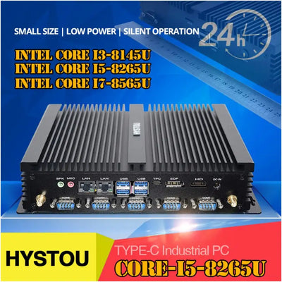 newest HYSTOU type-c industrial Mini Pc i7 8565U i5 8265U i3 8145U dual DDR4 HD EDP @60HZ support 3 display SIM Port pc