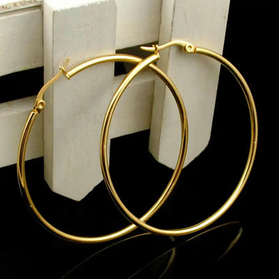 Gold color Stainless Steel Earrings 2018 Women Small or Big Hoop Earrings Party Rock Gift, Two colors