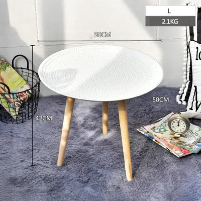 Creative Round Nordic Wood Coffee Table Bed Sofa Side Table Tea Fruit Snack Service Plate Tray Small Desk Living Room Furniture