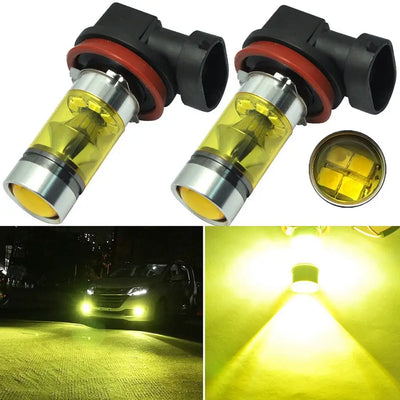 2 pcs Yellow Car DRL fog lights headlights 4300K 1000LM H8/H11 Connect DRL Lamp Bulbs Car Accessories