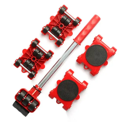 Furniture Mover Set Furniture Mover Tool Transport Lifter Heavy Stuffs Moving Wheel Roller Bar Hand Tools 5 Pcs Set