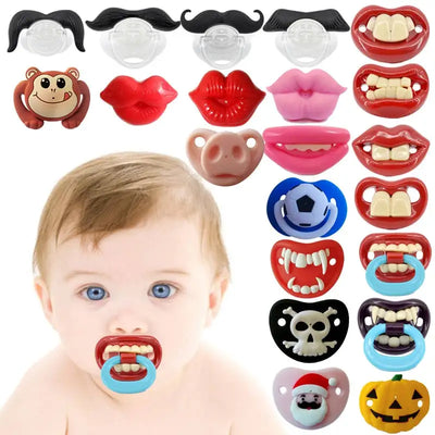 Top Silicone Funny Nipple Dummy Baby Pacifiers Soother Joke Prank Toddler Pacy Orthodontic Nipples Teether Beard Kiss Pacifier