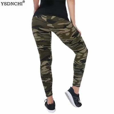 YSDNCHI Women Leggings High Elastic Skinny Camouflage Legging Slim Army Green Jegging Fitness Leggins Gym Sport Pants