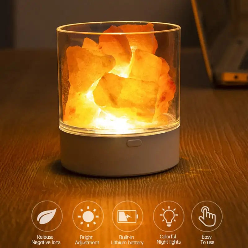 USB Crystal Light Natural Himalayan Salt Lamp Led Lamp Air Purifier Mood Creator Indoor Warm Light Table Lamp Bedroom Lava Lamp#