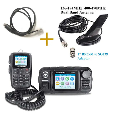 Anysecu M-9900 4G LTE POC VHF UHF Dual Mode Mobile Radio 25W Ham Radio Station Walkie Talkie Communciator Real PTT Network Radio