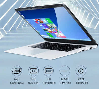 15.6 inch Student Laptop 1920x1080 Notebook 8GB RAM 128GB 256G 512G 1T ROM Laptops Windows 10 Intel Celeron J3455 Wifi Computer