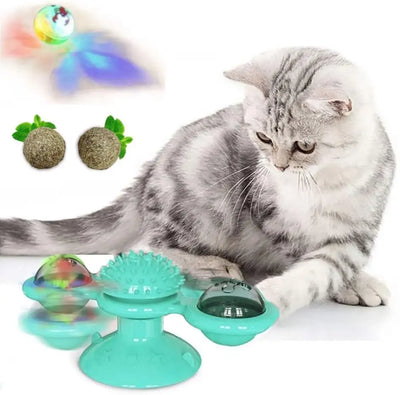 Cat toy windmill cat educational training massage rotatable cat interactive toy catnip cat accessories pet toy with luminous bal