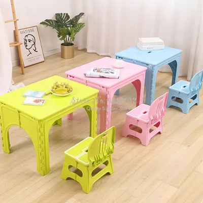 Kids Plastic Folding Table and chairs set Children's Home Writing Tables Outdoor Portable foldable desk Kindergarten Furniture