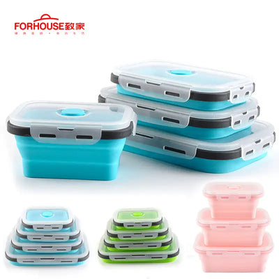 Silicone Collapsible Lunch Box Food Storage Container Bento BPA Free Microwavable Portable Picnic Camping Outdoor Free Shipping