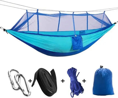 2 Person Camping Garden Hammock With Mosquito Net Outdoor Furniture Bed Strength Parachute Fabric Sleep Swing Portable Hanging