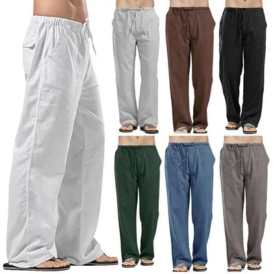 Linen Trousers for Men Wide Cargo Pants