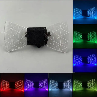 Colorful LED Acrylic Bow Tie Change 7 Lighting Colors Men Bow Tie Flashing LED Bow Tie Light Up Party Luminous Bow Tie