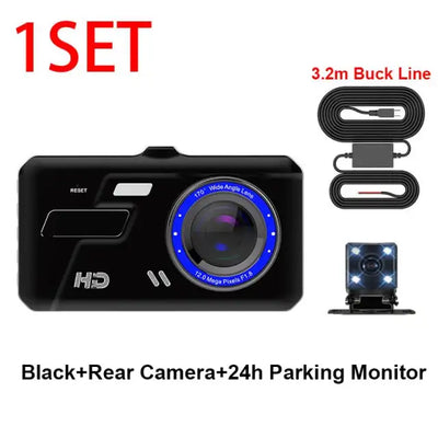 1080P HD Dash Cam 4 Inch IPS Touch Screen Car DVR Dashcam Dual Lens Car Video Recorder Wide Angle Front And Rear Parking Monitor