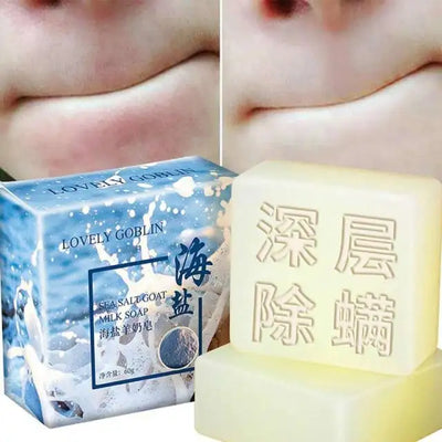 60g Removal Pimple Pore Acne Foaming  Sea Salt Soap Cleaner Moisturizing Goat Milk Soap Face Care Wash Nature  Basis  Soap
