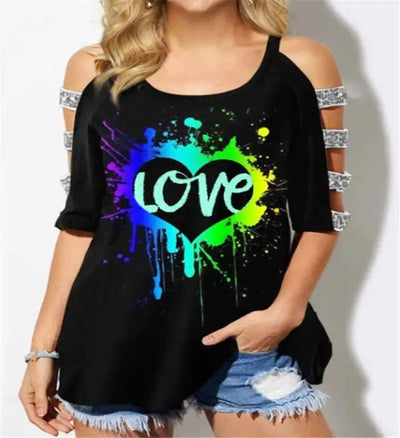 Women Tees Female 2021 Big Large Off Shoulder Summer Zipper Boho Sexy Casual Tops Femme Hole Out Ladies T Shirts Plus Sizes