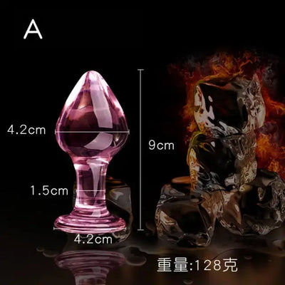 New Pink glass anal plug Female butt plug Penis nightlife anal dildo adult masturbation adult gay sex toy Erotic lover gift