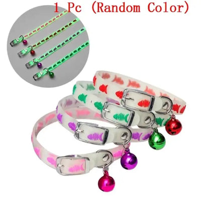 Pet Glowing Collars with Bells Glow at Night Dogs Cats Necklace Light Luminous Neck Ring Accessories