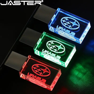 JASTER Sabaru Crystal + Metal USB Flash Drive Pen Drive 32GB 64GB 128GB External Storage Memory Stick U Disk (10PCS Custom Logo)