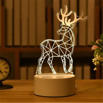Elk Bear Unicorn 3D Lamp Acrylic LED Night Light