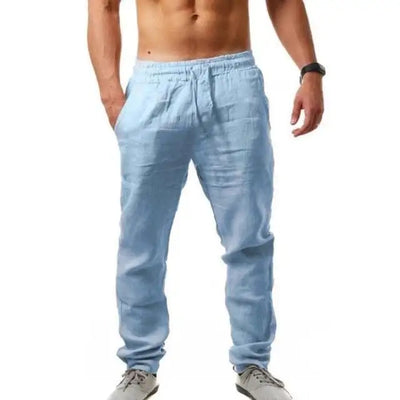 KB 2021New Men's Cotton Linen Pants Male Autumn New Breathable Solid Color Linen Trousers Fitness Streetwear S-3XL