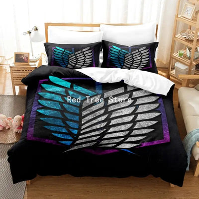 Anime Attack on Titan 3D Printed Bedding Set Duvet Cover Pillowcase Freedom Wings Bedclothes For Boys Kids Twin Single Full Size