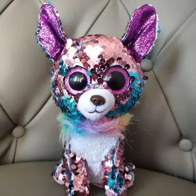 15cm Ty Beanie Stuffed Plush Animals Doll Sparkling Unicorn Giraffe Bat Pony Fox Big Eye Sequins Soft Toys Girl Birthday Gift