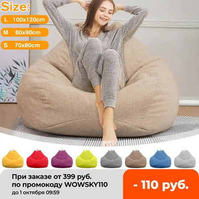 Lazy BeanBag Sofas Cover Chairs without Filler Linen Cloth Lounger Seat Bean Bag Puff asiento Couch Tatami Living Room Furniture