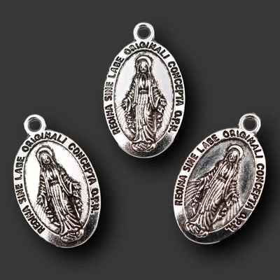 10pcs Miraculous Medal Pendant, Catholic Charm， Mother Mary Virgin Mary Charm， Religious Charm， 27*16mm A1198