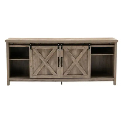 Farmhouse Barn Door TV Stand Wood Media Console Storage Cabinet Entertainment Center Living Room TV Cabinet Table