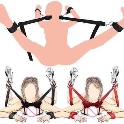 Adjustable Adult Sex Toys For Woman Couples Restraints Collar Handcuffs & Ankle Cuffs Slave Erotic Bdsm Bondage Set Fetish Games