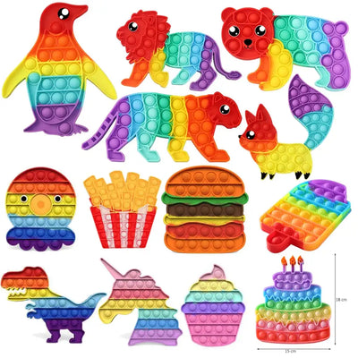 Anti-stress Fidget Toys Rainbow Push Bubble Antistress Toys Adult Children Sensory Toy To Relieve Autism