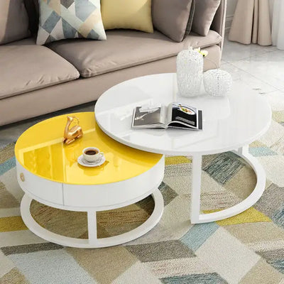 Nordic 2pcs NEW Living Room White Coffee Tables Marble Texture Combination Furniture Round Durable Table Basse