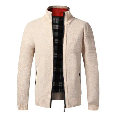 Top Quality 2021 Autumn Winter New Men's Jacket Slim Fit Stand Collar Zipper Jacket Men Solid Cotton Thick Warm Men Sweater
