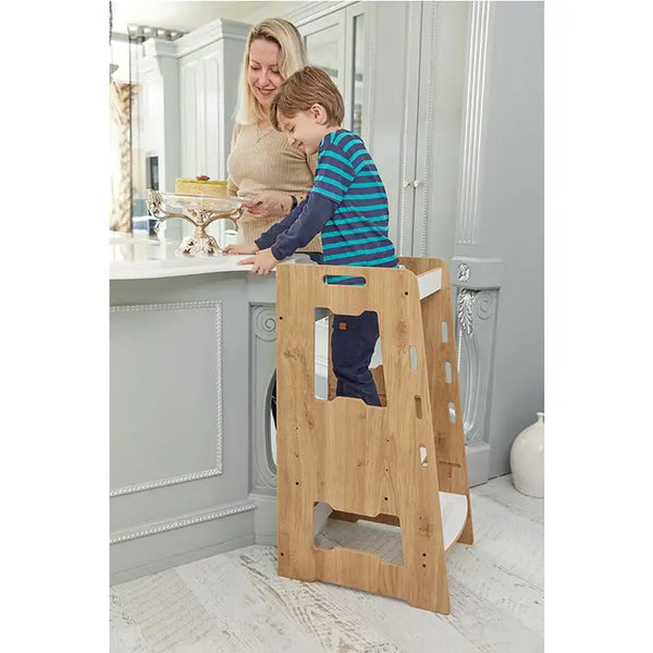 Kitchen Helper Tower, Montessori Learning Tower, Kitchen Safety Stool, Kids Adjustable Step Stool, Toddler Activity Tower