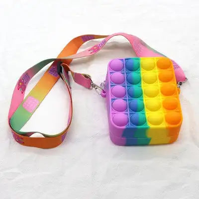 Fashion Fidget Toys Push Bubbles Toy Rainbow Unicorn Coin Purse Wallet Ladies Bag Silica Simple Dimple Crossbody Bags For Girls