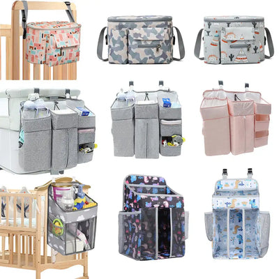 Baby Crib Organizer Bed Hanging Storage Bag Foldable Nursing Stacker Caddy Bag Kids Essentials Bedding Set Cot Diaper Organizer