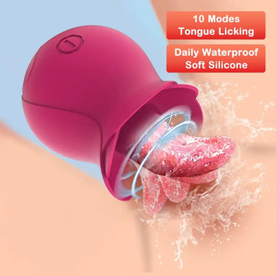 Rose Sucking Tongue Licking Vibrators Clit Nipple Sucker for Women Clitoris Stimulator Oral Pussy Licking Sex Toys Sex Product