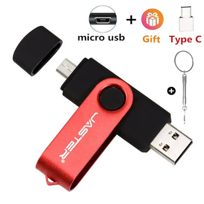 JASTER High Speed USB 2.0 OTG Pen Drive 128GB 64GB USB Stick 32GB Pen Drive Flash Disk for Android SmartPhone/PC Gift Keychain