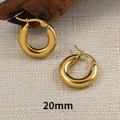 Gold Silver Color Stainless Steel Hoop Earrings for Women Small Simple Round Circle Huggies Ear Rings Steampunk Accessories