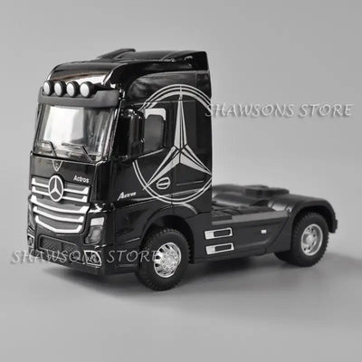 1:50 Scale Diecast Truck Model Actros Tractor Miniature Vehicle Replica Pull Back Toy With Sound & Light