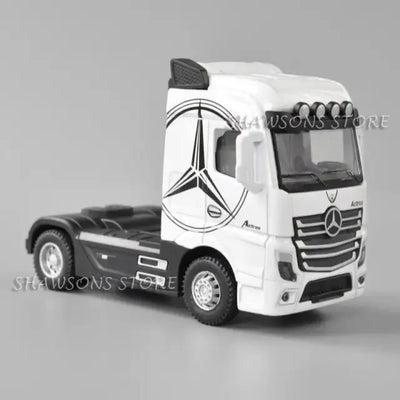 1:50 Scale Diecast Truck Model Actros Tractor Miniature Vehicle Replica Pull Back Toy With Sound & Light