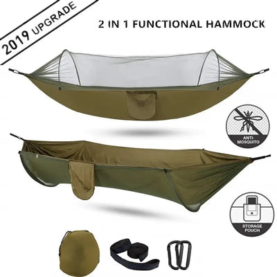 Camping Hammock with Mosquito Net Pop-Up Light Portable Outdoor Parachute Hammocks Swing Sleeping Hammock Camping Stuff