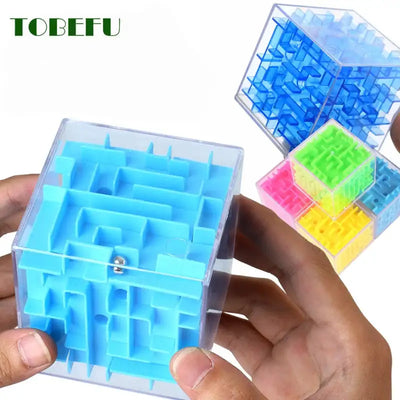 TOBEFU 3D Maze Magic Cube Transparent Six-sided Puzzle Speed Cube Rolling Ball Game Cubos Maze Toys for Children Educational