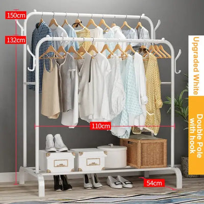 Coat Rack Clothes Hanger Floor Standing Clothes Hanging Wardrobe Drying Clothes Rack Storage Simple Furniture Mobile Cloth Rail