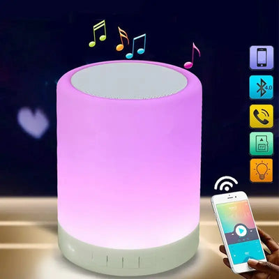 LED Night Light Table Bedside Lamp Smart Touch Lamp Wireless Bluetooth Speaker Dimmable RGB Changeable Music Sync Lamp Christmas