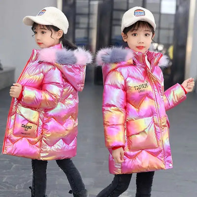 Winter for Girls Cotton Clothes Childrens Clothing Kids Warm Thick Coat Windproof Jacket for Girl Rainbow Parka Winter Outerwear