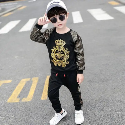 Childrens Clothing Toddler Boy Clothes 2021 New Spring And Autumn Long-Sleeved Round Neck Sports Sweater Pants Clothes For Boys